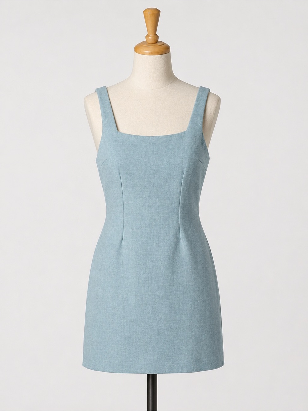 Storia Light Blue Square-Neck Mini Dress